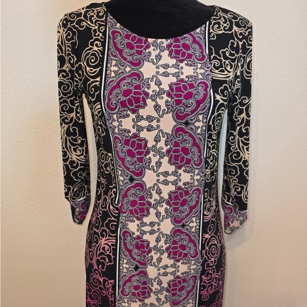 Elegant Black and Pink Patterned Dress